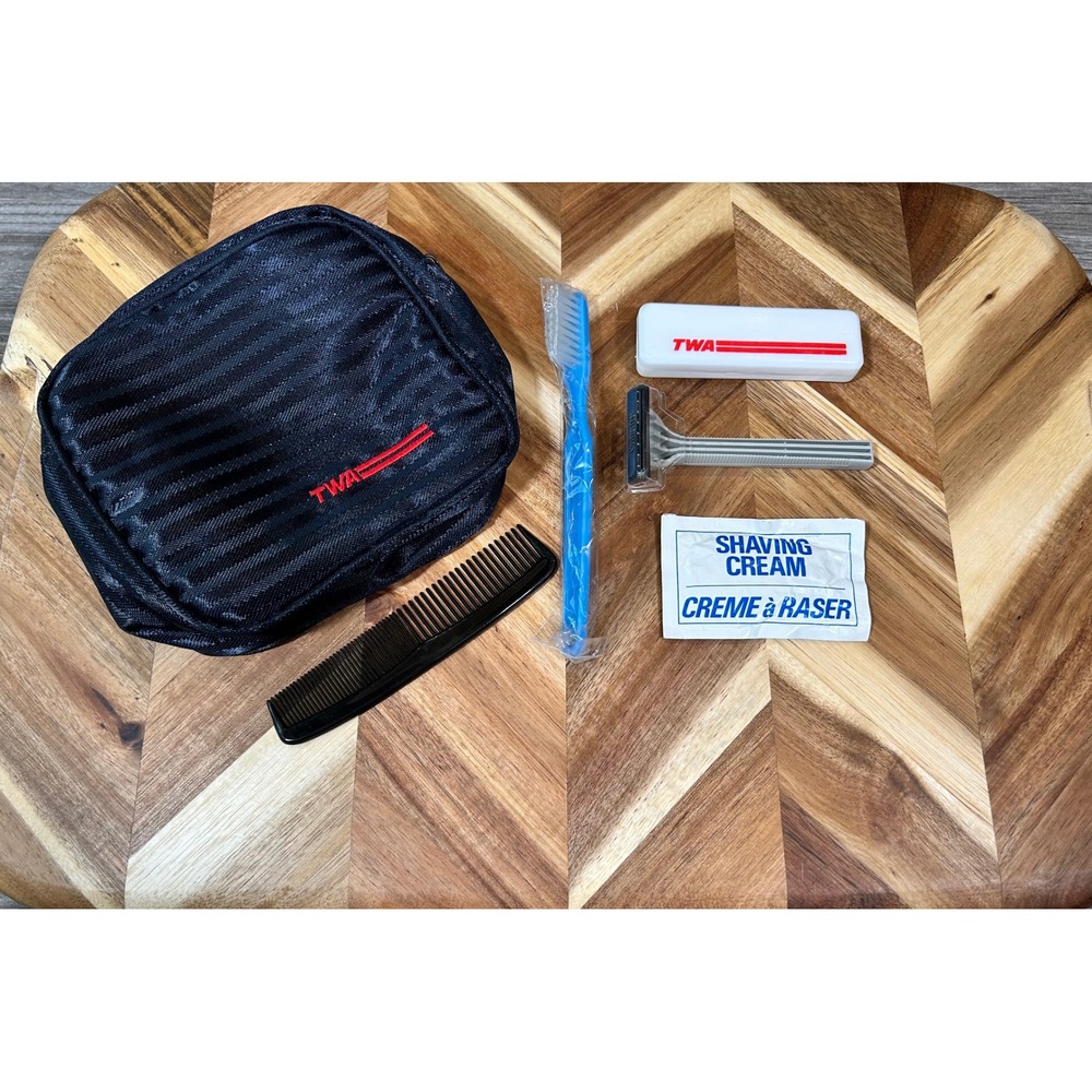 Vintage TWA Airlines Red Travel Amenity Toiletry Bag Case 6x5 Trans World
